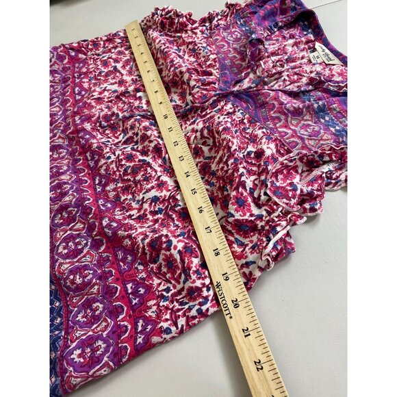 Lucky Brand Womens Ruffle Sleeve Floral Boho Top size Medium Modal Peasant - Picture 7 of 13